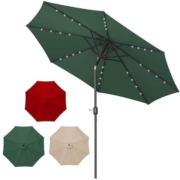 8.5ft. x 8.5 ft. Steel Market Solar Patio Umbrella in Green