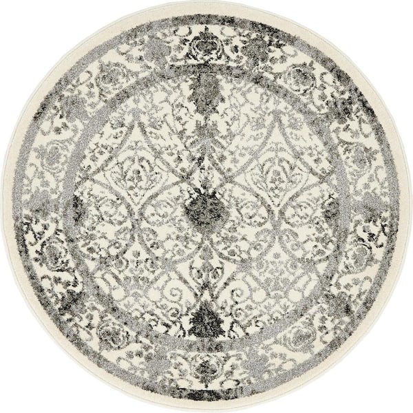 La Jolla Traditional Gray 3' 3 x 3' 3 Round Rug