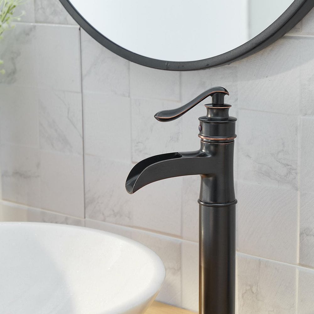Oil-Rubbed Bronze Single Handle Waterfall Vessel Faucet