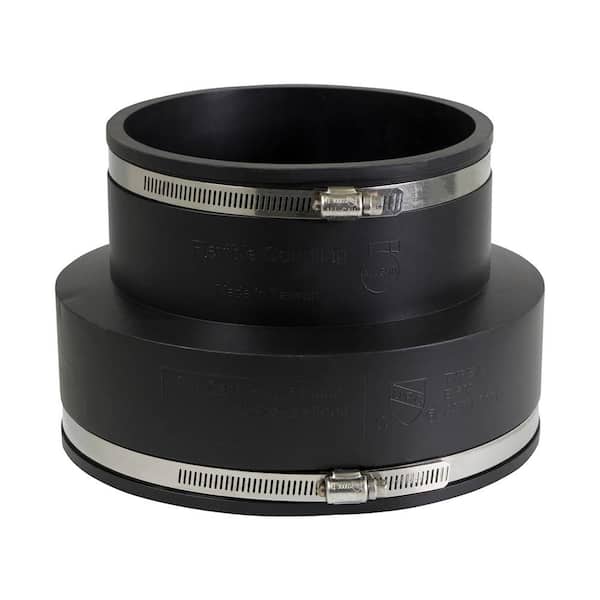 PLUMBFLEX 8 in. x 6 in. PVC Flexible Reducing Coupling with Stainless Steel Clamps