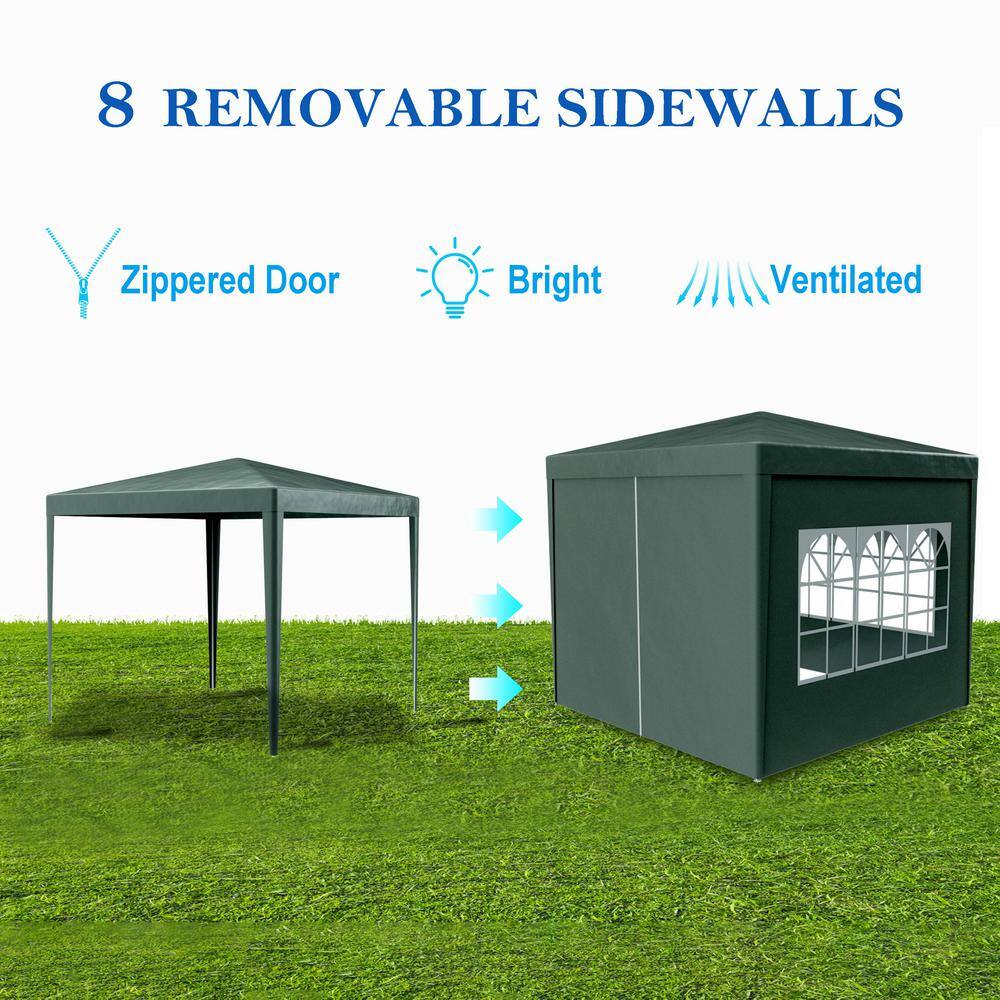 10 ft. x 10 ft. Green Outdoor Heavy Duty Gazebo with Removable Walls