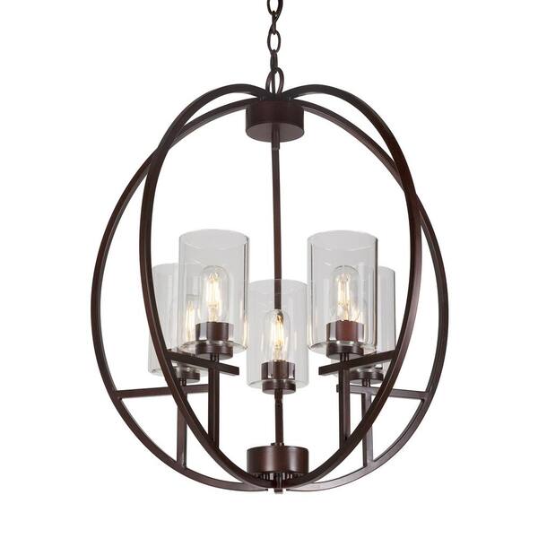 Antique Bronze Finish with White Glass Forte 2699-05-32 26 Inch Five Light Chandelier Antique Bronze Finish with White Glass Forte 2699-05-32 26 Inch Five Light Chandelier