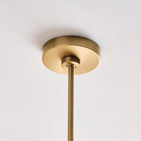 Generation Lighting - Liouet 7 in. W x 14 in. H 1-Light Satin Brass Transitional Pendant Light with Clear Ribbed Glass Shade