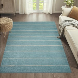 Williamsburg Minimalist Stripe Turquoise/Cream 4 ft. x 6 ft. Area Rug