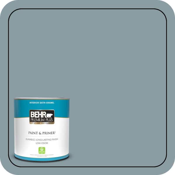 BEHR PREMIUM PLUS 1 qt. #540F-4 Shale Gray Satin Enamel Low Odor Interior Paint & Primer