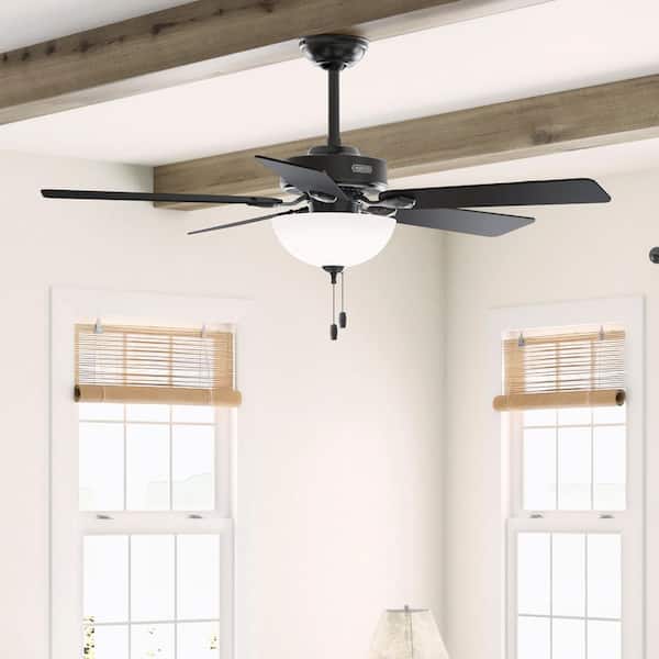Hunter Swanson 52 in. Indoor Matte Black Ceiling Fan with Light Kit