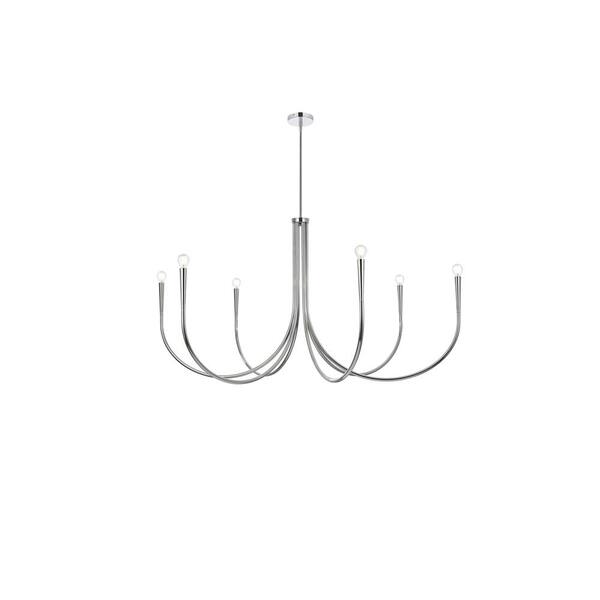 Unbranded 55 in. Home Living 6-Light Chrome Chandelier with no Bulbs Included