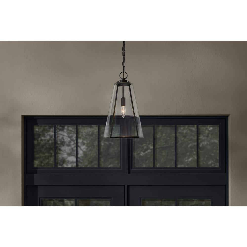 Siobhan 16 in. 1-Light Black Outdoor Hanging Light Pendant Light with Clear Glass price history on PriceWatchPro