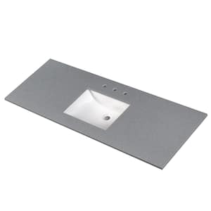 Sparkling Gray 61 in. W x 22 in. D Engineered Marble Vanity Top in Gray with White Rectangle Single Sink