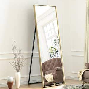 63 in. H x 20 in. W Rectangle Gold Aluminum Alloy Framed Full Length Mirror Standing Floor Mirror Hanging Wall Mirror
