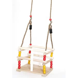 Wooden Baby and Toddlers Swing with Hanging Ropes