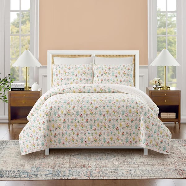 Makers Collective Floral Wallpaper 2-Piece Multicolored Cotton Twin Quilt Set