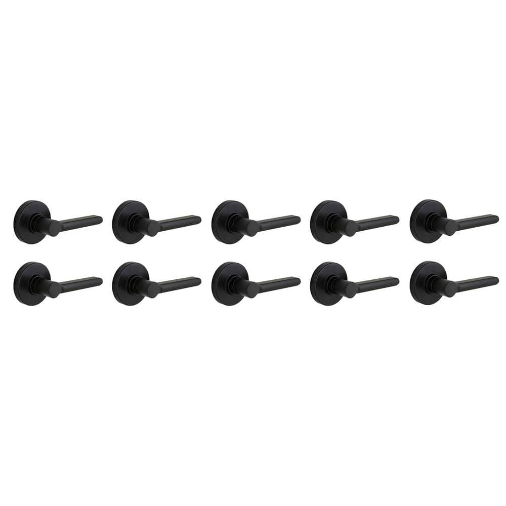 Tonebridge Matte Black Hall/Closet Door Lever with Round Rose 10-Pack