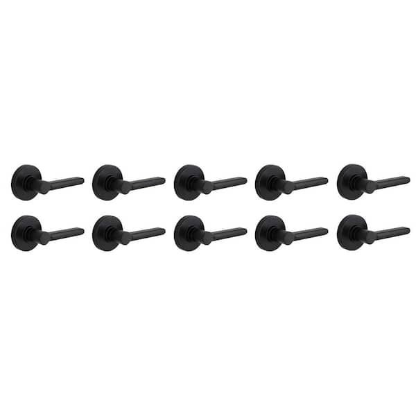 Tonebridge Matte Black Hall/Closet Door Lever with Round Rose 10-Pack