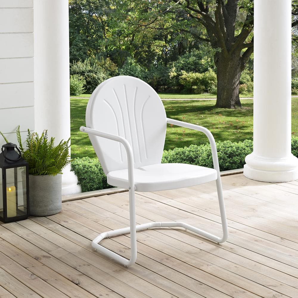 Griffith Vintage White Powder-Coated Steel Outdoor Chair