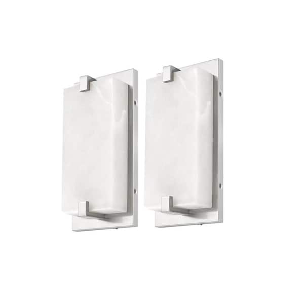 panish Marble 12.6 in. 1 Light Brushed Nickel LED Vanity Light with Dimmable Feature 2 PK