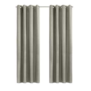 Denver Taupe Grey Polyester Microfiber 52 in. W x 84 in. L Grommet Indoor Blackout Curtain (Single Panel)