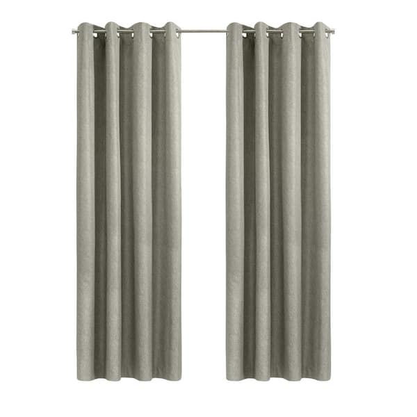 Denver Taupe Grey Polyester Microfiber 52 in. W x 84 in. L Grommet Indoor Blackout Curtain (Single Panel)