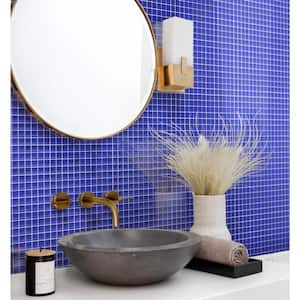 Blue 11.8 in. x 11.8 in. 1 in. x 1 in. Polished Glass Mosaic Tile (9.67 sq. ft./Case)