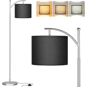 61.8 in. Silver and Black 1-Light Dimmable Standard Floor Lamp for Living Room, Bedroom, Office, Classroom and Dorm Room