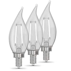 60W Equivalent BA11 E12 Candelabra Switch to Dim White Filament Clear Chandelier LED Light Bulb Soft White 2700K(3-Pack)