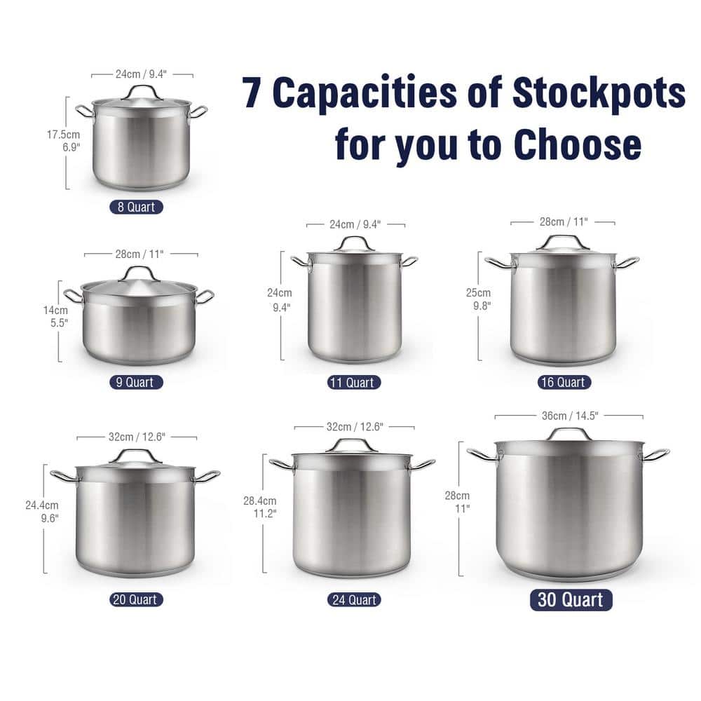 20 Quart Stainless Steel Professional Grade Stockpot with Lid