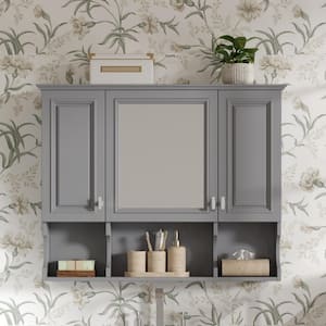 35 in. W x 28.7 in. H Black Rectangular MDF Bathroom Wall Cabinet ...