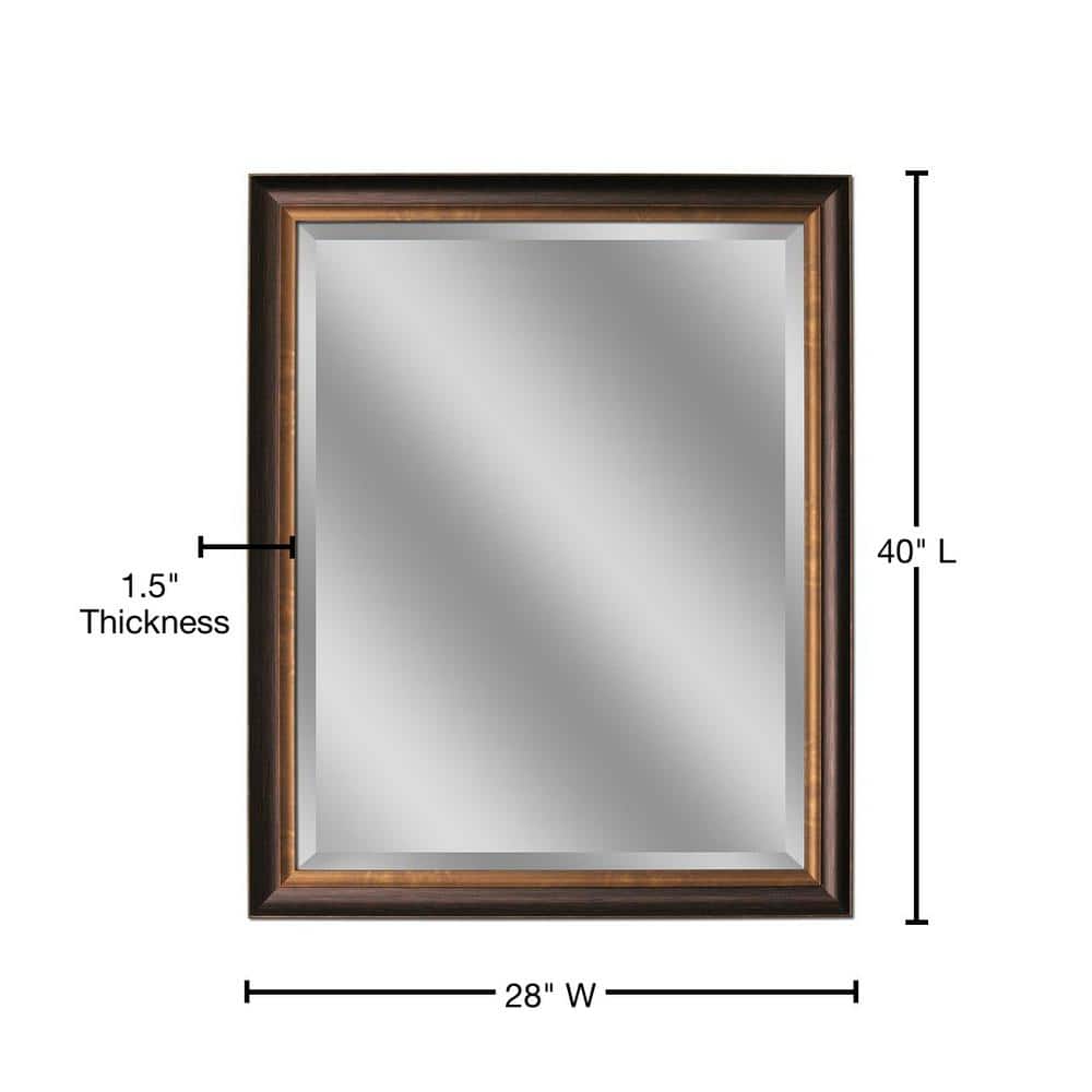 Elegant Bronze & Copper 28" x 40" Rectangular Wall Mirror with Beveled Edge