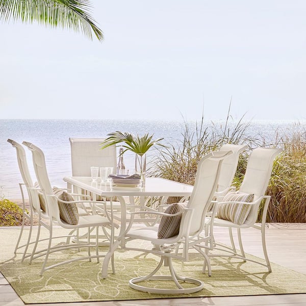 Hampton Bay Statesville 6-piece Patio Aluminum Dining Chairs - Shell