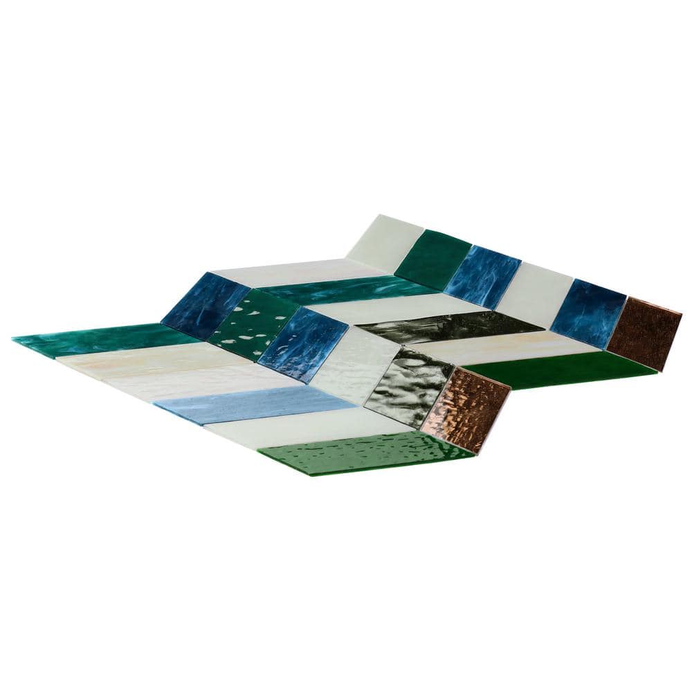 Elizabeth Sutton Green Chevron Glass Mosaic Tile