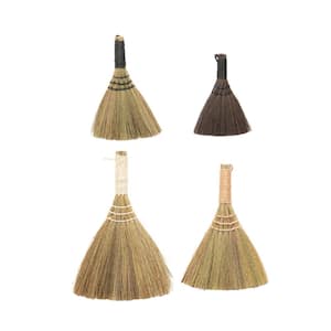 7.9 in. Yarn Wrapped Handle Whisk Straw/Corn Broom (Set of 4)
