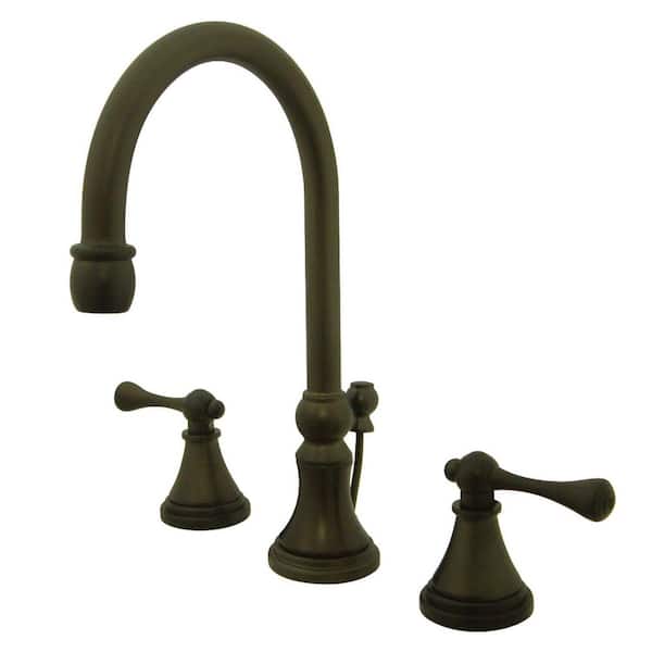 Kingston Brass Governor 8 in. Widespread 2-Handle Bathroom Faucet with Brass Pop-Up in Oil Rubbed Bronze
