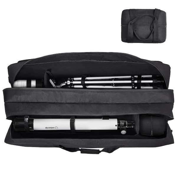 VEVOR 41in. Black Telescope Case Telescope Storage Bag with Fixed Buckles Multi-Pocket and Detachable Briefcase  ( L )