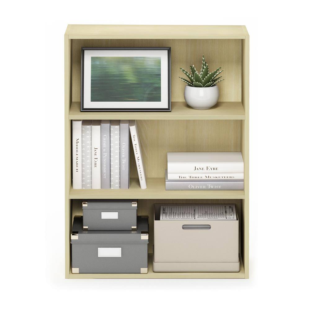 Steam Beech 3-Tier Light Wood Etagere Bookcase