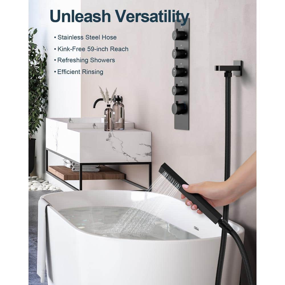 Matte Black 20" LED Ceiling Shower System with Bluetooth Speaker