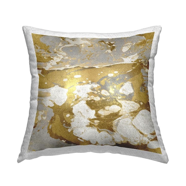Stupell Industries Abstract Glam Marbled Pattern Gold Square Outdoor Throw Pillow