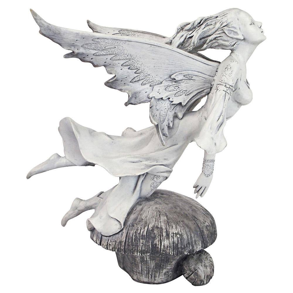 Off-White Hand-Painted Resin Garden Fairy Statue, 11 Inches