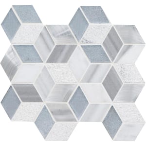 Harlow Cube Pattern 13.11 in x 13.47 in. x 8 mm Glass Stone Metal Mesh-Mounted Mosaic Tile (10.10 sq. ft./case)