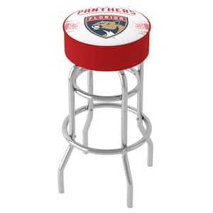 Florida Panthers Logo 31 in. White Backless Metal Bar Stool with Vinyl Seat