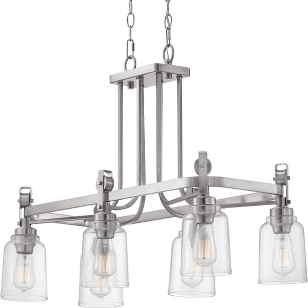 Home Decorators Collection Knollwood 6 Light Brushed Nickel Chandelier With Clear Glass Shades 7992hdcbn - Home Decorators Collection 6 Light Round Chandelier Satin Nickel