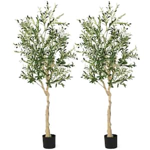 6 ft. Tall Artificial Olive Tree Faux Olive Plants for Indoor and Outdoor (2- Pack)