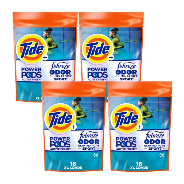 Febreze Odor Eliminator Sport Active Fresh Scent Laundry Detergent Pods, 72-Count, 4-Pack