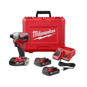 M18 18-Volt Lithium-Ion Brushless Cordless 1/4 in. Impact Driver Kit with (3) 2.0 Ah Batteries, Charger and Hard Case