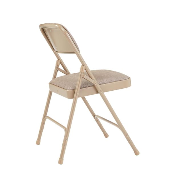 National Public Seating 2201 Beige Fabric Seat Stackable Folding Chair (Set of 4) - 2