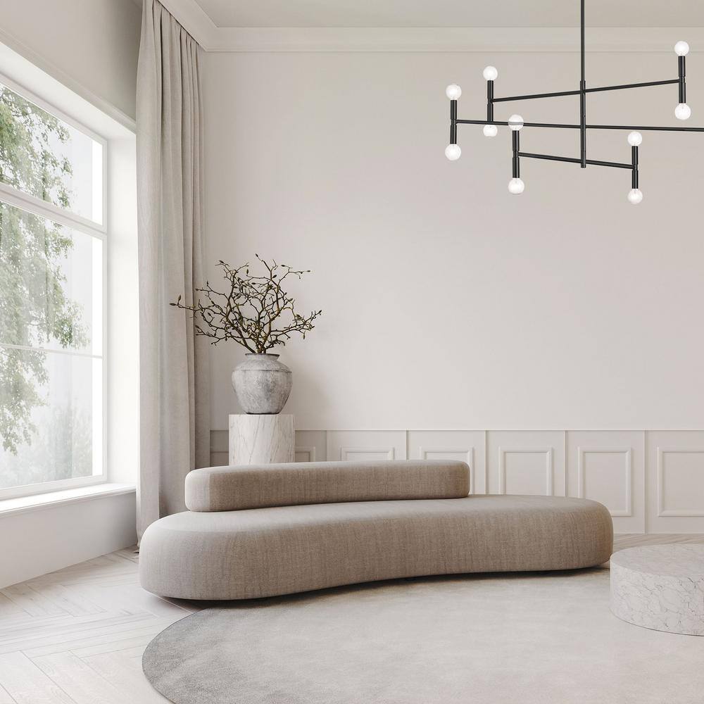 Ava Modern 12-Light Black Drum Chandelier with Dimmable Incandescent Bulbs
