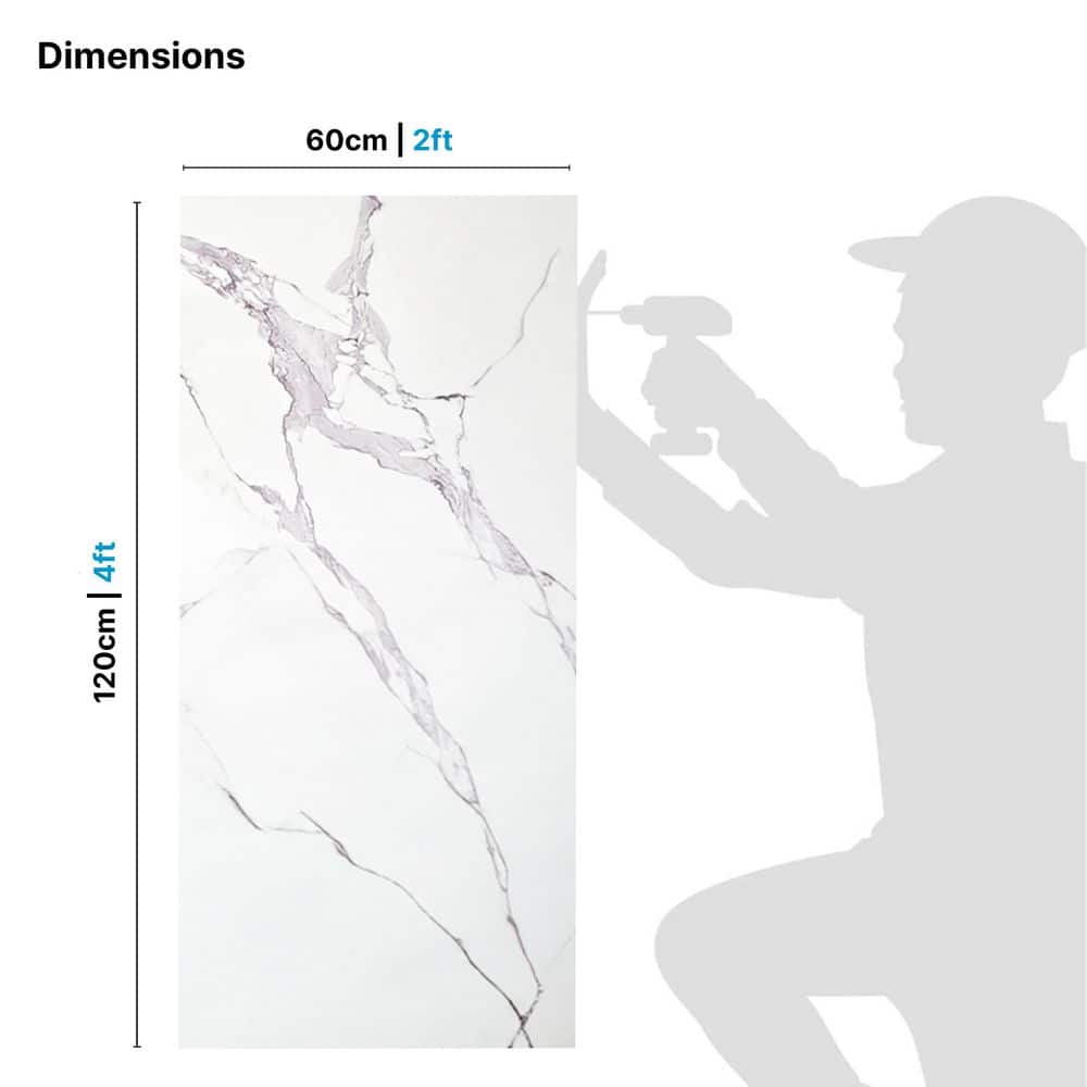 Falkirk Irvine II, 1/8 in. x 2 ft. x 4 ft. White Glossy PVC Decorative Wall Paneling, Faux Marble, 4-Pack price history on PriceWatchPro