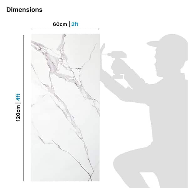 Falkirk Irvine II, 1/8 in. x 2 ft. x 4 ft. White Glossy PVC Decorative Wall Paneling, Faux Marble, 4-Pack