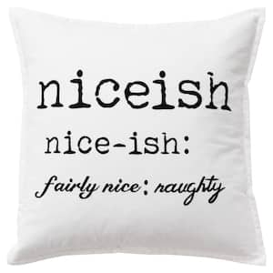 Holiday Ivory/Black Sentiment Cotton Poly Filled Decorative 20 in. x 20 in. Throw Pillow