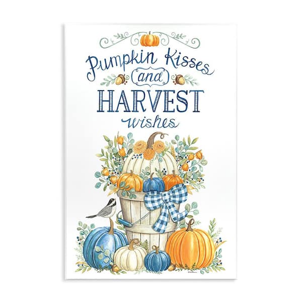 Stupell Industries Harvest Wishes Pumpkins by Deb Strain 1 Piece Unframed Graphic Print Nature Poster Art Print 15 in. x 10 in.