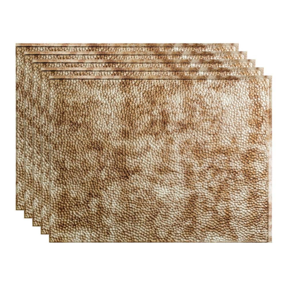 Hammered 18.25 in. x 24.25 in. Vinyl Backsplash Panel in Bermuda Bronze (5-Pack) price history on PriceWatchPro